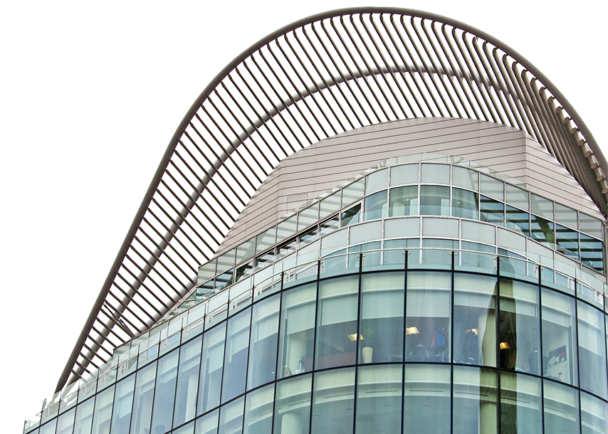 Isolated Office Block. A typical metal and glass fronted London office block isolated against a white background. This office block is located near Victoria Station.